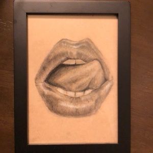 Original mouth charcoal drawing